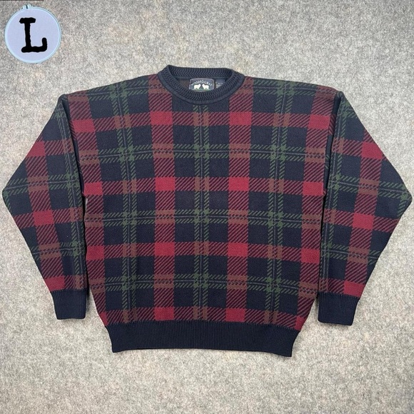 Vintage Plaid Cotton Grandpa Sweater - Picture 1 of 5